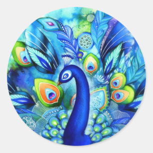 Sticker Rond Peacock en pleine floraison
