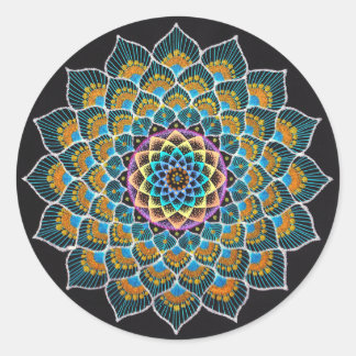 Sticker Rond Peacock Mandala