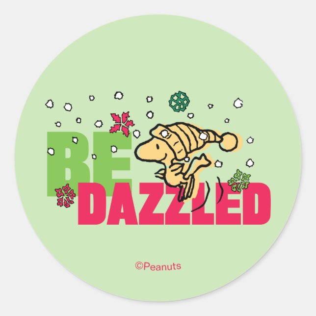 Sticker Rond Peanuts | Christmas Woodstock Be Dazzled (Devant)
