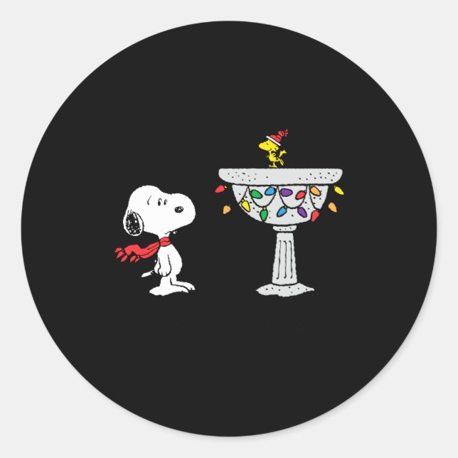 Sticker Rond Peanuts Decorated Bird Bath  (Devant)