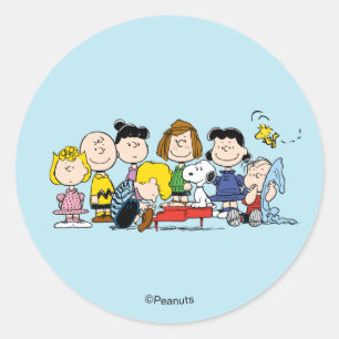 Sticker Rond Peanuts Le Gang Autour du Piano