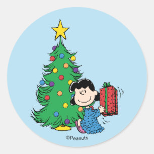 Sticker Rond Peanuts   Lucy Arbre de Noël Fêtes