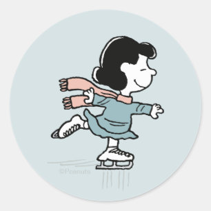 Sticker Rond Peanuts Lucy sur glace