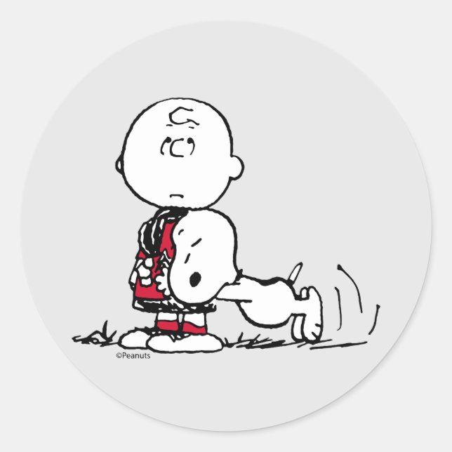 Sticker Rond PEANUTS | Motif rouge et noir (Devant)