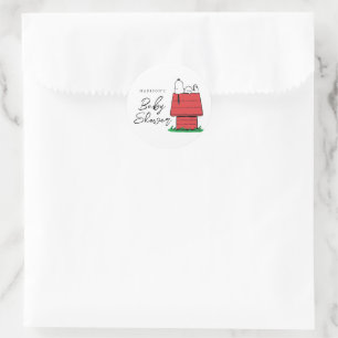 Sticker Rond Peanuts Snoopy Dog House BABY SHOWER