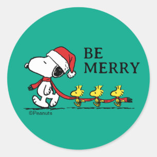 Sticker Rond Peanuts   Snoopy & Friends Hiver