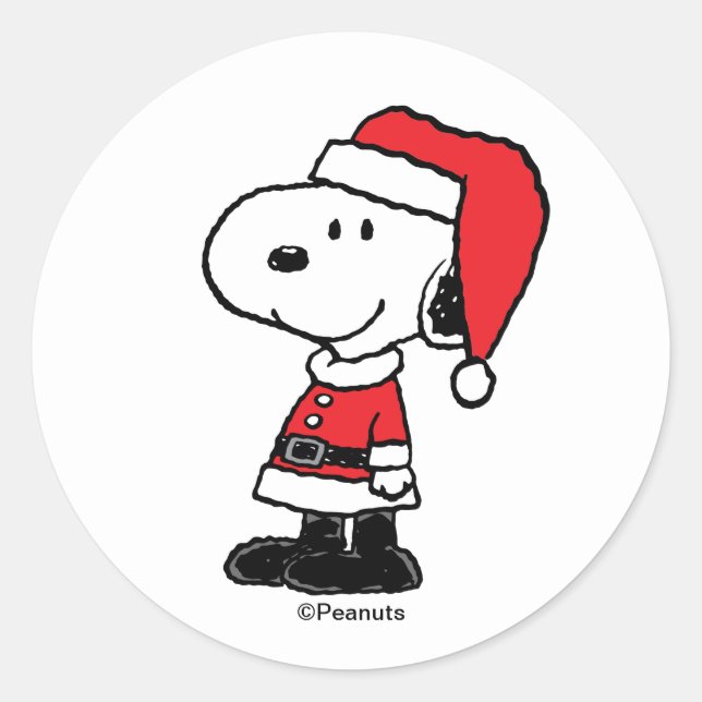 Sticker Rond Peanuts | Snoopy Santa Claus (Devant)