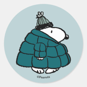 Sticker Rond Peanuts   Snoopy Veste Hivernale Rembourrée Classi
