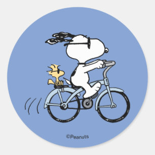 Sticker Rond Peanuts Snoopy & Woodstock Bicyclette