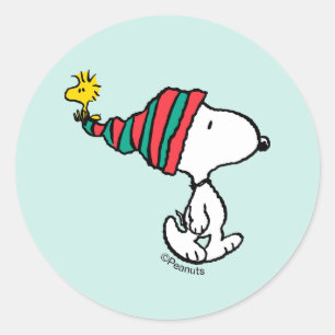 Sticker Rond Peanuts Snoopy & Woodstock Vœux chaleureux