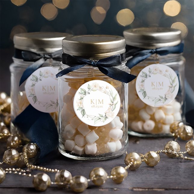 Sticker Rond Pearl Blush Floral Elegance Border Mariage ID989 (Créateur téléchargé)