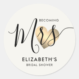 Sticker Rond Pearl White Devenir Mme Moderne Envelope Sceau