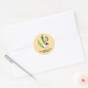 Sticker Rond Peas et Veggie meilleur amis Pun