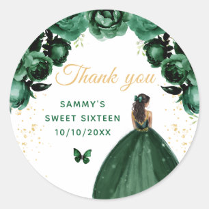 Sticker Rond Peau foncée Vert foncé Princesse Sweet sixteen