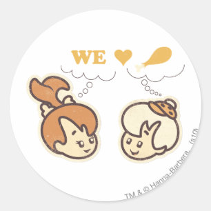 Sticker Rond PEBBLES™ et Bam Bam Love Food
