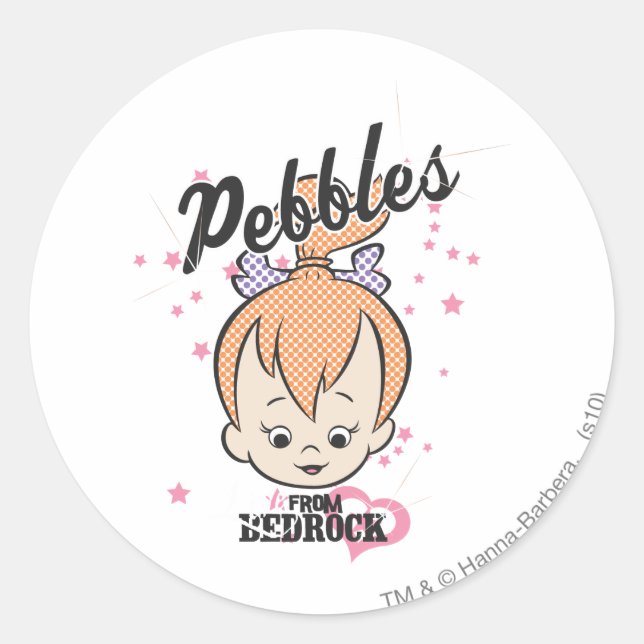 Sticker Rond PEBBLES™ Étoiles et coeurs (Devant)
