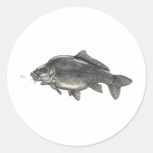 Sticker Rond Pêche à la carpe