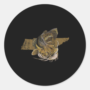 Sticker Rond Pêche à la catfish dans le Tennessee Catfish