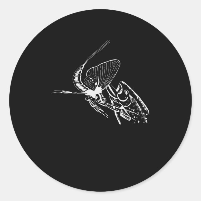 Sticker Rond Pêche à la mouche Dessin poisson pêcheur pêcheurs  (Devant)