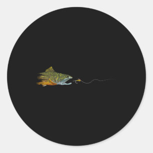 Sticker Rond Pêche à la mouche truite brune sèche Tying pêcheur