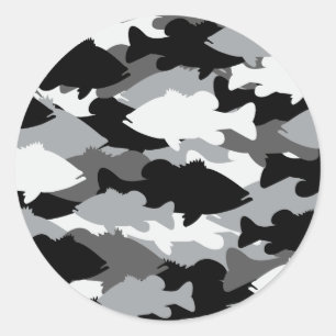 Sticker Rond Pêche au bar Camo noir