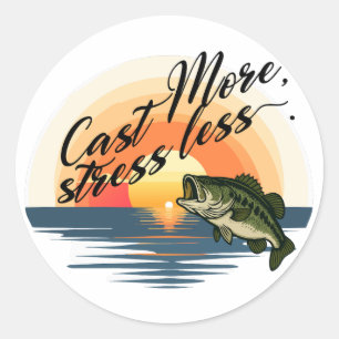 Sticker Rond Pêche au Bass Trophée Graphique Lancer plus, stres