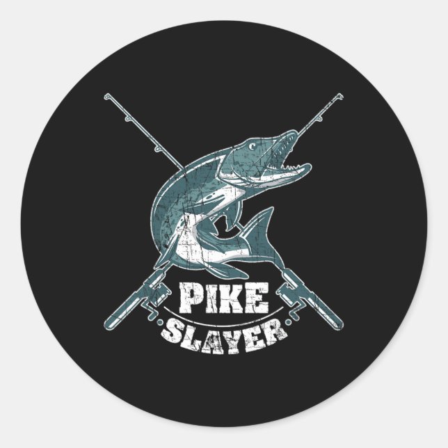 Sticker Rond Pêche au brochet Pêcheur au brochet nordique (Devant)