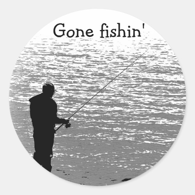 Sticker Rond Pêche au lac (Devant)