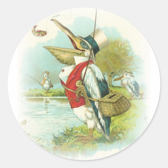 Sticker Rond Pêche au pélican (Devant)