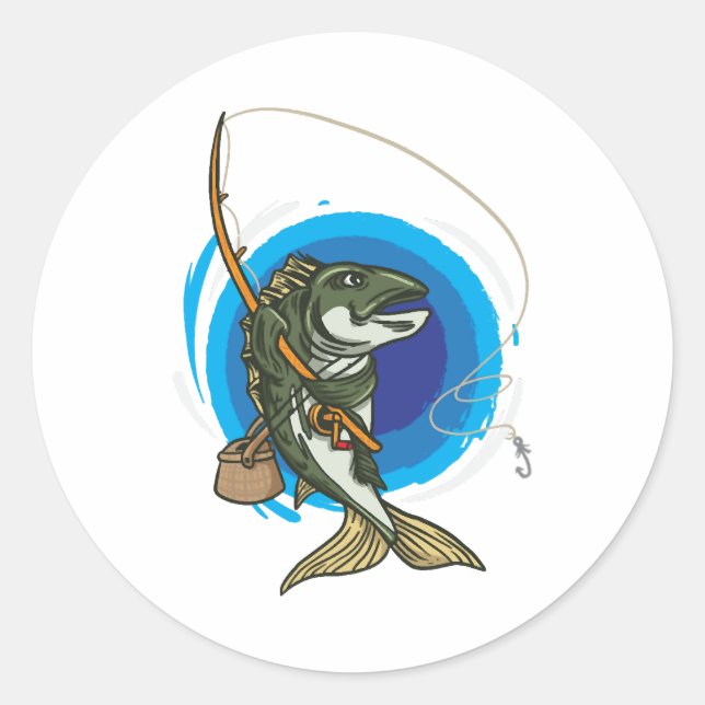 Sticker Rond Pêche au poisson (Devant)