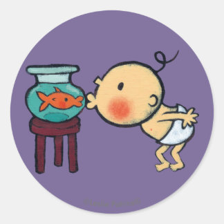 Sticker Rond Pêche Baisers Orange Golde poisson