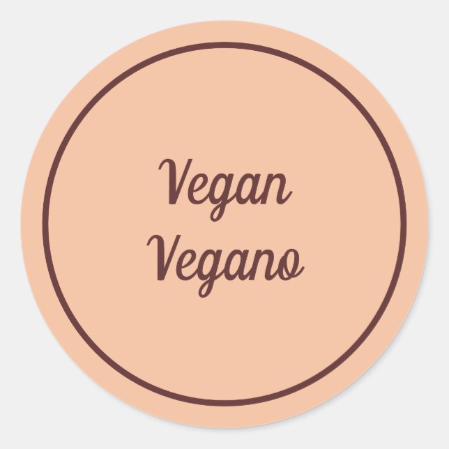 Sticker Rond Pêche Bilingue Végétalien (Vegano) Simple (Devant)