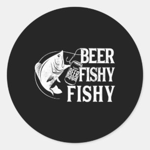 Sticker Rond Pêche de la bière pêche amusante