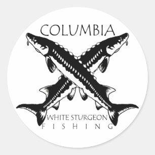 Sticker Rond Pêche de l'esturgeon blanc de Columbia - Noir