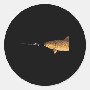 Sticker Rond Pêche de truite Brown Pêcheur Pêcheur Pêcheur pêch