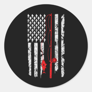 Sticker Rond Pêche Drapeau Américain Basse pêche
