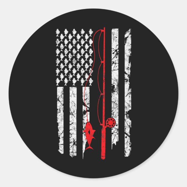 Sticker Rond Pêche Drapeau Américain Basse pêche (Devant)