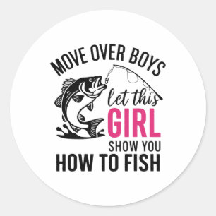 Sticker Rond Pêche drôle pour filles femmes pêcheur passionnée 