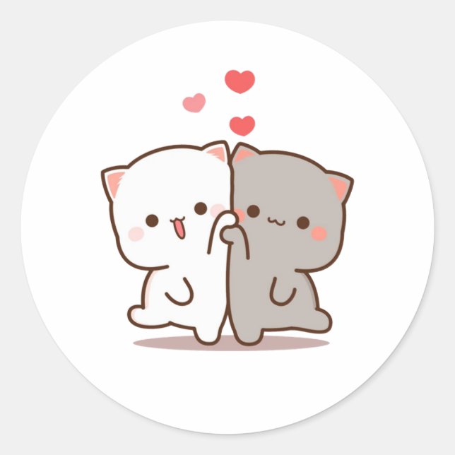 Sticker Rond Pêche Et Chat Goma Mochi (Devant)