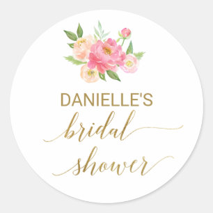 Sticker Rond Pêche et Fête des mariées de pivoine rose Favorise
