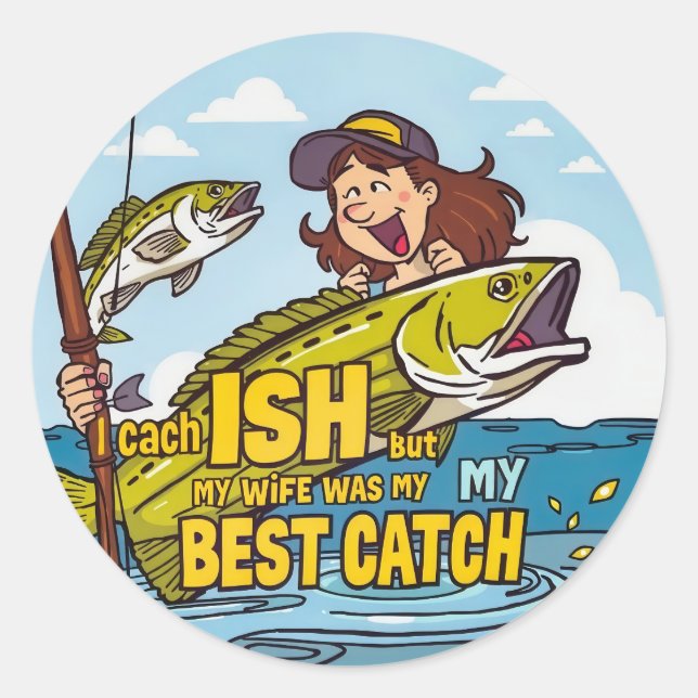 Sticker Rond Pêche et mariage (Devant)