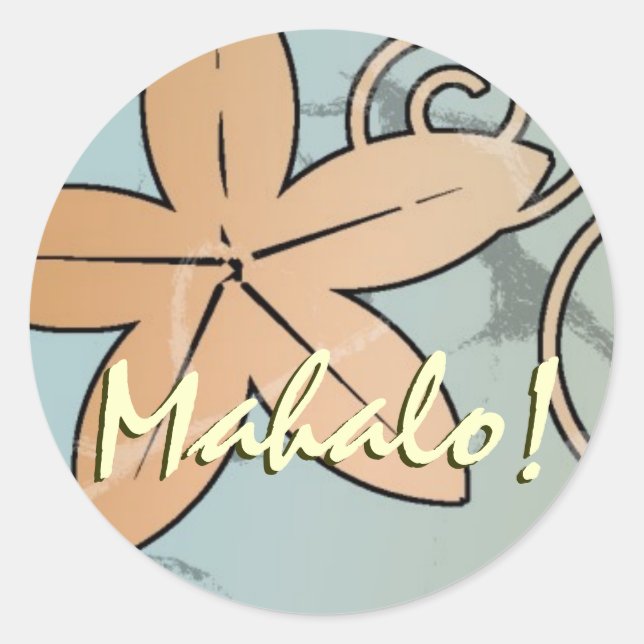 Sticker Rond Pêche et Turquoise Mariage hawaïen Mahalo Seal (Devant)