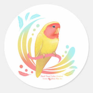 Sticker Rond Pêche face Lutino Lovebird