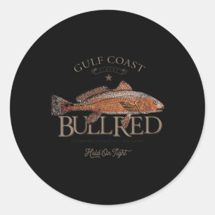 Sticker Rond Pêche Golfe Tambour Rouge Poisson Rouge Taureau Ro