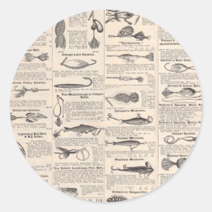 Sticker Rond Pêche leures Publicité Pêcheur Art