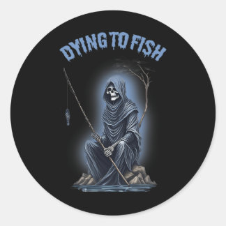 Sticker Rond Pêche Mourant De Pêche Faucheuse Horreur Halloween