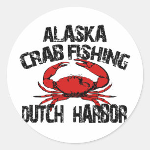 Sticker Rond Pêche néerlandaise de crabe de l'Alaska de port