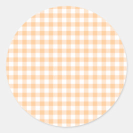 Sticker Rond Pêche Orange et En vichy blanc