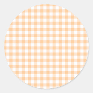 Sticker Rond Pêche Orange et En vichy blanc