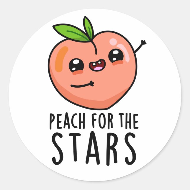 Sticker Rond Pêche Pour Les Étoiles Drôle Fruit Pun (Devant)